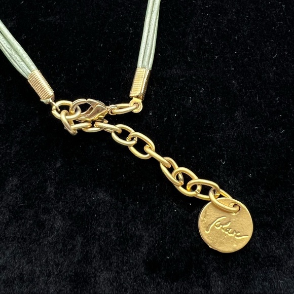 Volare Studio Gold Tone Leather Choker Necklace - Picture 4 of 4